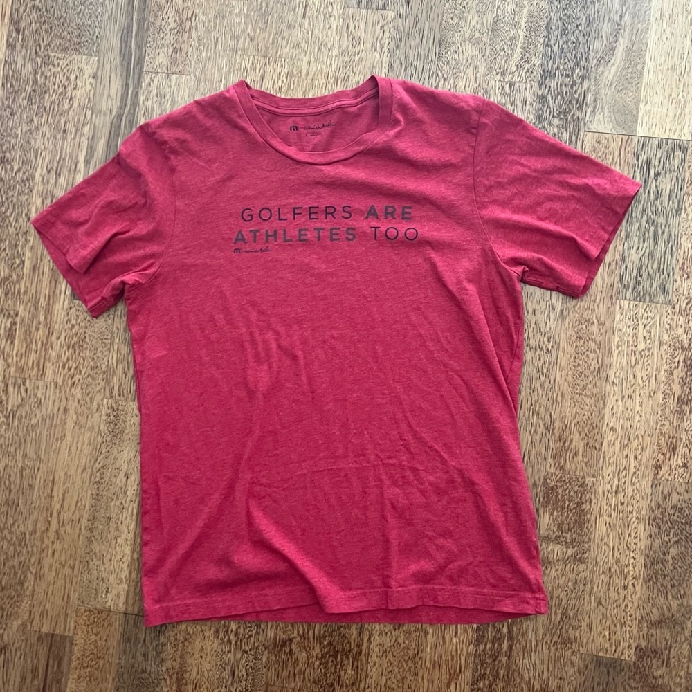 Travis Mathew T-Shirt Golfers Are Athletes Too Short Sleeve Mens Large Golf Red